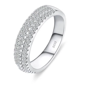 Moissanite Wedding Bands for Women, Round Cut D Color VVS1 anniversary Engage... - Picture 1 of 5