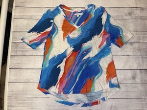 Womens Medium Chico’s 1 Vibrant Colors V-neck Shirt - Picture 1 of 3