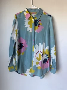 Blusa Top Boden Talla 8 EE. UU. 100 % Seda Floral Manga Larga Botón - Imagen 1 de 9