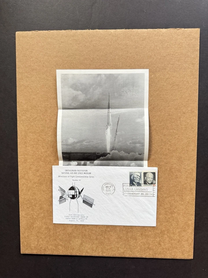 US 1974 Flight Millstone Cover#18 +1st TV-Earth-Image-From-Satellite  +Info Page - Image 1 of 1