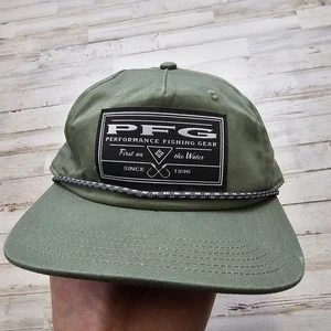 Columbia PFG Mütze Kappe grün Seil Druckknopflasche verstellbar Angeln Freizeit großer Aufnäher - Bild 1 von 4