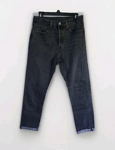 Levis 501 Skinny Jeans Black Wash Raw Hem Button Fly Denim Größe 28 x 28 - Bild 1 von 5