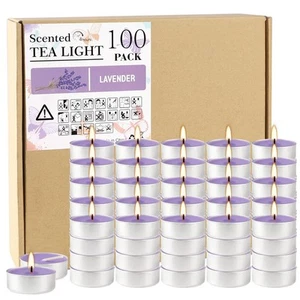 Purple Scented Tealight Candles - 100 Pack Votive Candles Bulk - Lavender Fra... - Picture 1 of 7