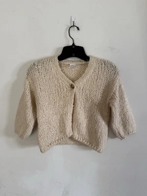 Zara Girls Cream Knit One Button Soft Cardigan Sweater, Size 4/5 Years - Image 1 of 4