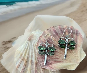 Peridot Faceted Crystal Earrings- 925 Silver Plated-Brand New - Picture 1 of 3