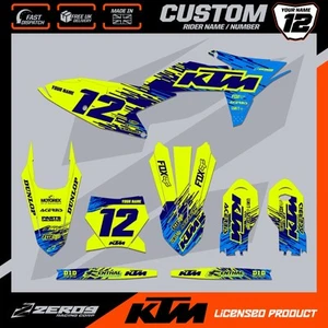 KTM SX 85 MOTOCROSS GRAPHICS CUSTOM MX GRAPHICS KIT DECALS STICKERS RAID BLU/YEL - Picture 1 of 12