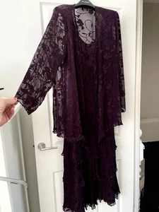 Cameron Blake by Mon Cheri Silk Plum Colour Dress & Jacket Size 14 Wedding Event - Picture 1 of 24