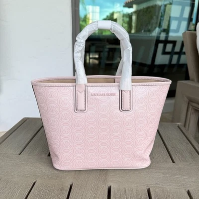 Michael Kors Jodie Small Logo Jacquard Powder Blush Signature Tote Bag $348 - Image 1 of 4