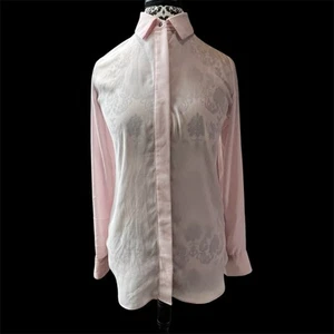 Mossimo XS Sheer Pale Pink Blouse Long Sleeve Button Down Feminine Chic Elegant - Picture 1 of 7