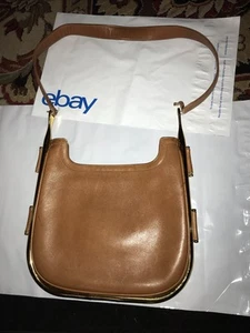 Vintage RARE GUCCI * MOD.BREV 80s Tan Color Leather Shoulder Bag Made In Italy - Picture 1 of 12