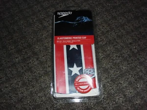 SPEEDO elastomeric RED-WHITE-BLUE printed cap, Adult size, NEW - Picture 1 of 1