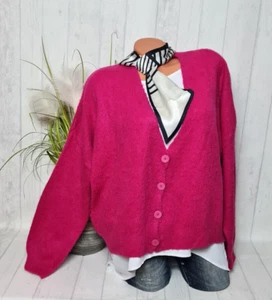 Made in Italy Damen Strickjake Baby Alpaka Onesize V-Ausschnitt Herbst Winter - Bild 1 von 16
