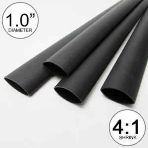 (4 FT) 1" Black Heat Shrink Tube 4:1 Dual Wall Adhesive 1.0" inch/glue/to 24mm - Picture 1 of 5