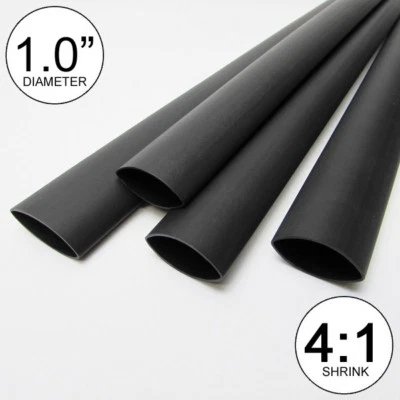 (4 pies) 1" tubo termorretráctil negro 4:1 adhesivo de pared doble 1,0" pulgadas/pegamento/a 24 mm Foto 1 de 4