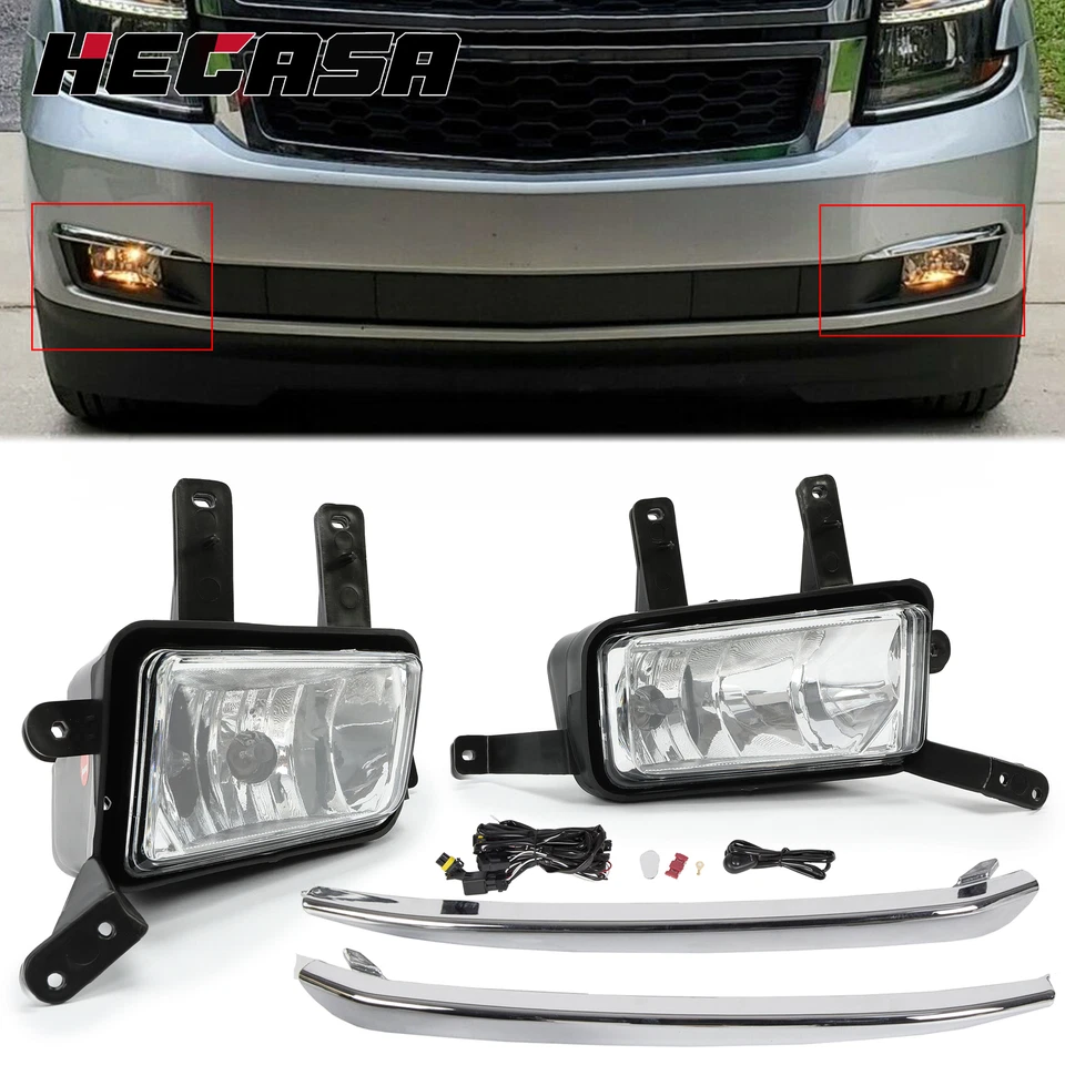 Luces antiniebla para Chevy Suburban/Tahoe 2015-2020 luces con moldura cromada + interruptor + bombillas Foto 1 de 4