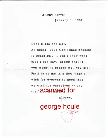 JERRY LEWIS - LETTER - SIGNED - + ENVELOPE - DEAN MARTIN Cover