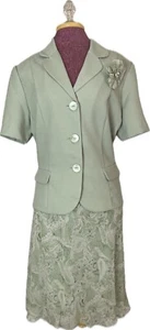 Just In Thyme Women's Skirt Suit Green Floral Size 18 - Picture 1 of 6
