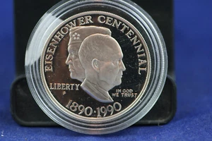 1990 P Eisenhower Centennial Silver Dollar Proof - Picture 1 of 2