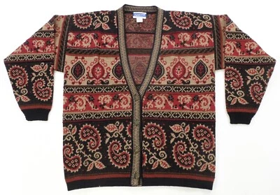 Raro De Colección Pendleton Paisley Floral Patrón Lana Cárdigan Suéter Años 90 Para Mujer Talla L Foto 1 de 4