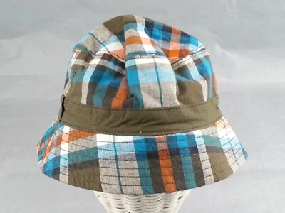 全新 全新带标签 Gymboree Sun Beach 帽子 M 码 儿童格子蓝色橙色橄榄绿色 — 第 1/4 张图片