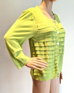 Cárdigan Suéter Mujer Banana Republic Verde Botón Frontal Algodón Rayón XL USADO EN EXCELENTE ESTADO - Imagen 1 de 7