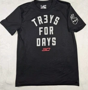 Under Armour Steph Curry Black Short Sleeve T Shirt Boys XL Tr3y For Days - Picture 1 of 7