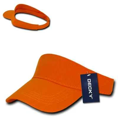 Orange Brushed Cotton Golf Tennis Plain Blank Adjustable Sun Visor Cap Hat - Image 1 of 3