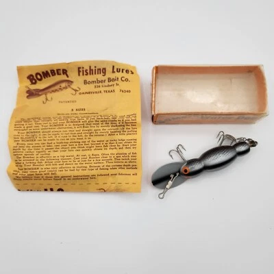 Vintage Bomber Water Dog Lure 5156 Black Mullet Deep Running 3.5" Orig Box/Paper - Image 1 of 4