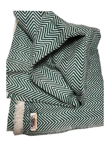 Reine Kaschmir Decke grün/weiß Farbe Fischgrät Design super weich Handarbeit - Bild 1 von 20