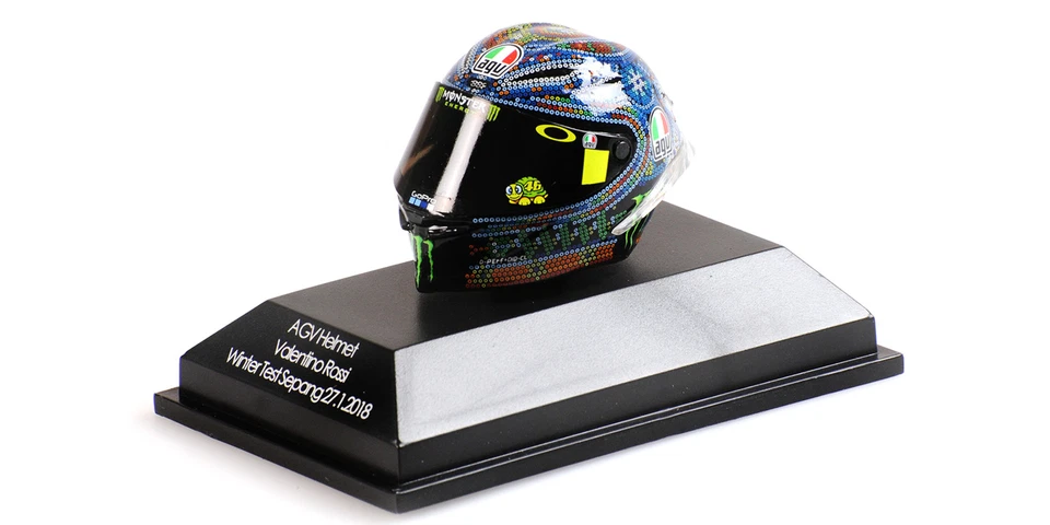 Minichamps 399180076 HELMET AGV VALENTINO ROSSI WINTER TEST SEPANG 2018 1:8 - Image 1 of 1