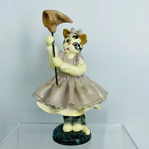 Donna Little Cat Net Catching Butterflies Figurine Enesco 1998 Vintage - Picture 1 of 9