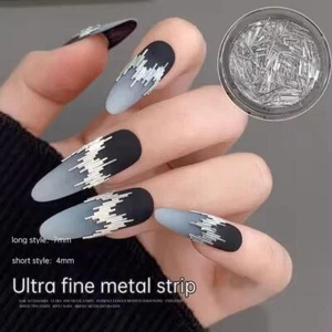 Ultra Fine Metal Strip Nail Accessories, Sparkling Reflective Strip, Silver Q6 - Picture 1 of 15