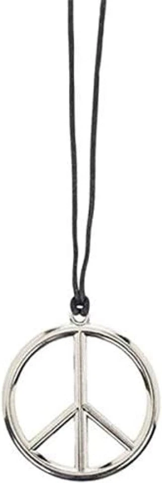 Groovy 60's Peace Sign Necklace Fancy Dress Up Halloween Adult Costume Accessory - Image 1 of 1