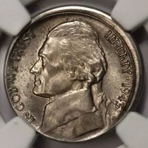 1945 S NGC MS63 Broadstruck Silver War Nickel Mint Error Extremely Rare - Picture 1 of 4