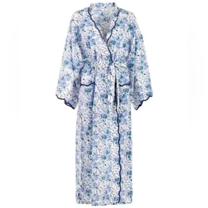 Bata Kimono Heidi Carey Azul Floral Algodón - Talla M - Imagen 1 de 9