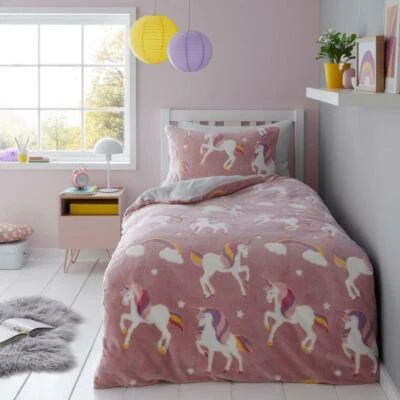 Glow In The Dark Teddy Fleece Duvet Cover Sets Soft Warm Kids Adults Bedding GC - Image 1 of 2