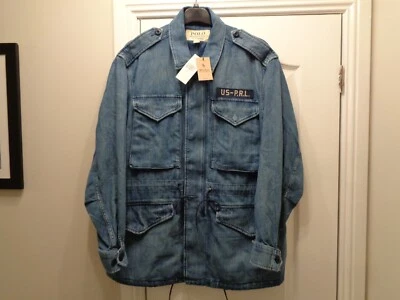 NUEVA Chaqueta de Campo Ralph Lauren Denim Supply Ajuste Relajado Militar Excedente Denim S Foto 1 de 4