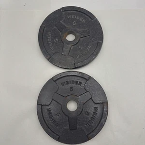 Pair of Weider 5Lbs each Barbell Weight Plate Standard Easy Grip 1" Hole *READ.. - Picture 1 of 9