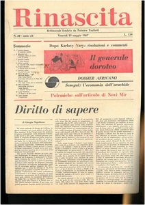 Rinascita settimanale fondato da Palmiro Togliatti n. 20 19 maggio 1967 - Picture 1 of 1