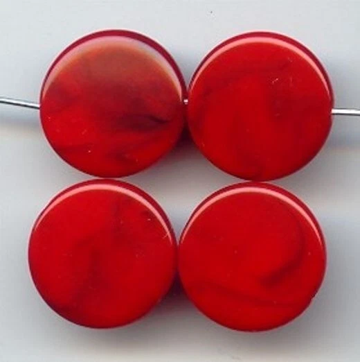 12 DE COLECCIÓN MÁRMOL ROJO ACRÍLICO 20mm. CUENTAS DE DISCO PLANAS REDONDAS 7065 Foto 1 de 1