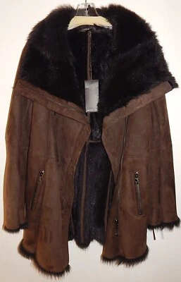 JAQUETA SHEARLING GENUÍNA CORDEIRO ANDREW MARC feminina tamanho M AUTÊNTICA NOVA $1795 - Imagem 1 de 3