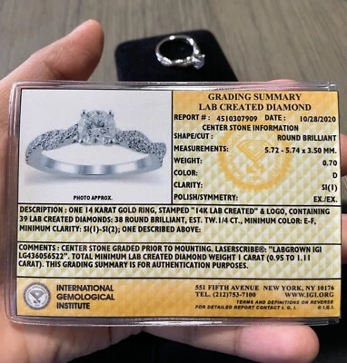 lab created diamond engagement ring size 6 twists 14k white gold - Image 1 of 4