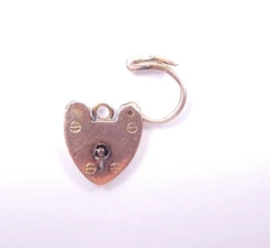 Candado Oro Rosa Antiguo 9 quilates en forma de corazón 3,4 gramos Birmingham 1903 - Imagen 1 de 4