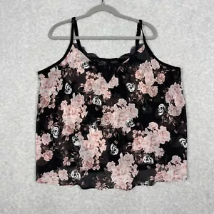 Torrid Womens Floral Skulls Chiffon Camisole Tank Top Size 3X Sheer Pink Black - Picture 1 of 7