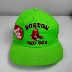 Gorra de béisbol vintage de los Medias Rojas de Boston verde neón con cierre a presión talla única - Imagen 1 de 5