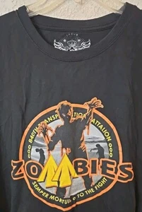 Vntage 840th-Transportation Battalion Zombies Shirt L-Short 20x24 Black Military - Picture 1 of 8