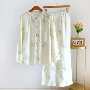 Women Spring Autumn Pajamas Set Cotton Pyjamas Sleep Tops and Pants Leisure Wear - Picture 1 of 6