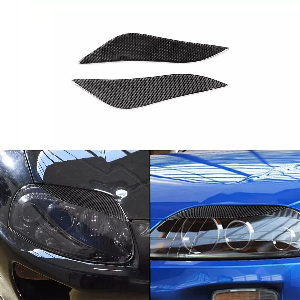 2Pcs Carbon Fiber Headlight Eyelid Eyebrow Cover Decal For Toyota Supra 1993-98 - Изображение 1 из 4