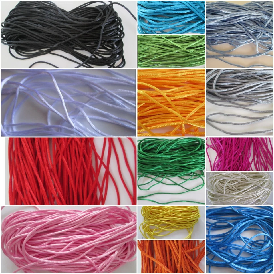 50 metri cordino raso 2,5 mm 5 m x 10 colori corde CINTURINO DECORATIVO BRACCIALE OMAGGIO ITA - Immagine 1 di 1