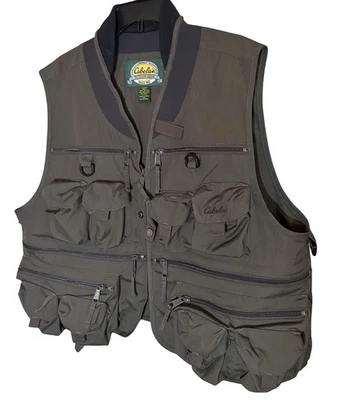 Cabela's Fly Fishing Outdoors Vest Mens Large Olive Green Hunting - Image 1 of 3